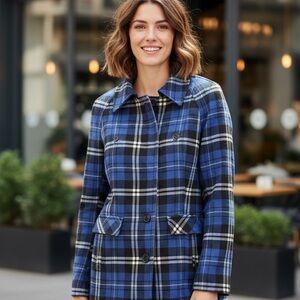 Jones Wear Blue and Black Plaid Casual Shirt shacket